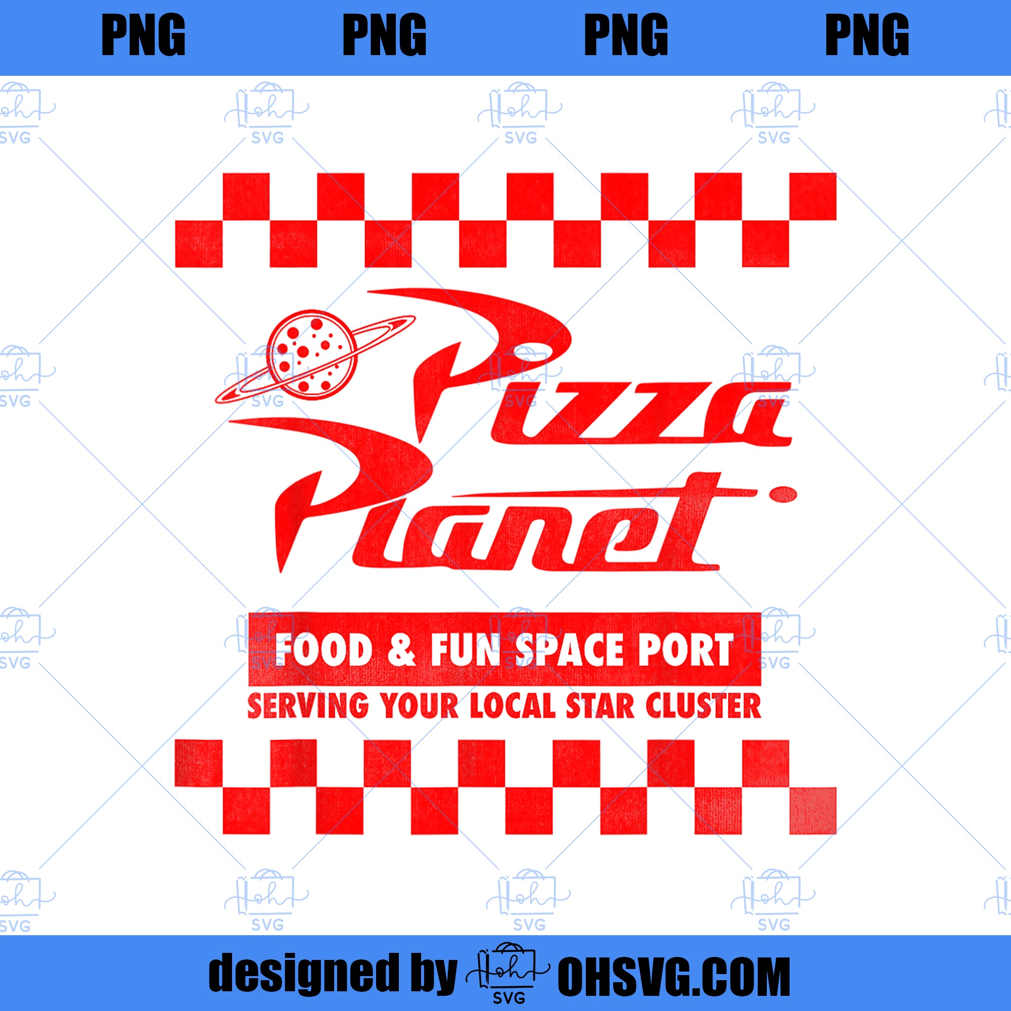 Disney Pixar Toy Story Pizza Planet Checkered Logo PNG, Disney PNG, Di ...