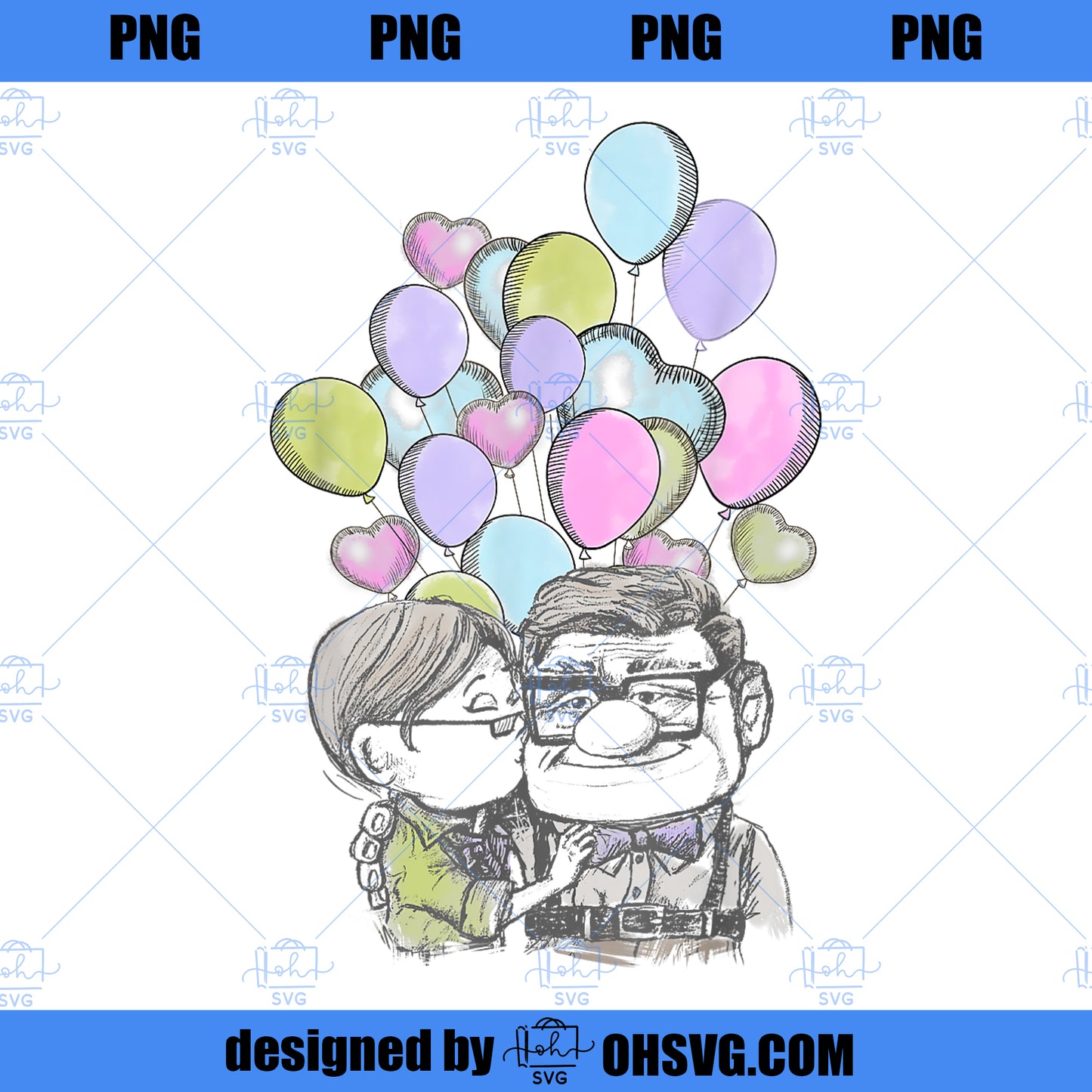 Disney Pixar Up Valentines Day Carl And Ellie Balloons PNG, Disney PNG, Disney Pixar PNG