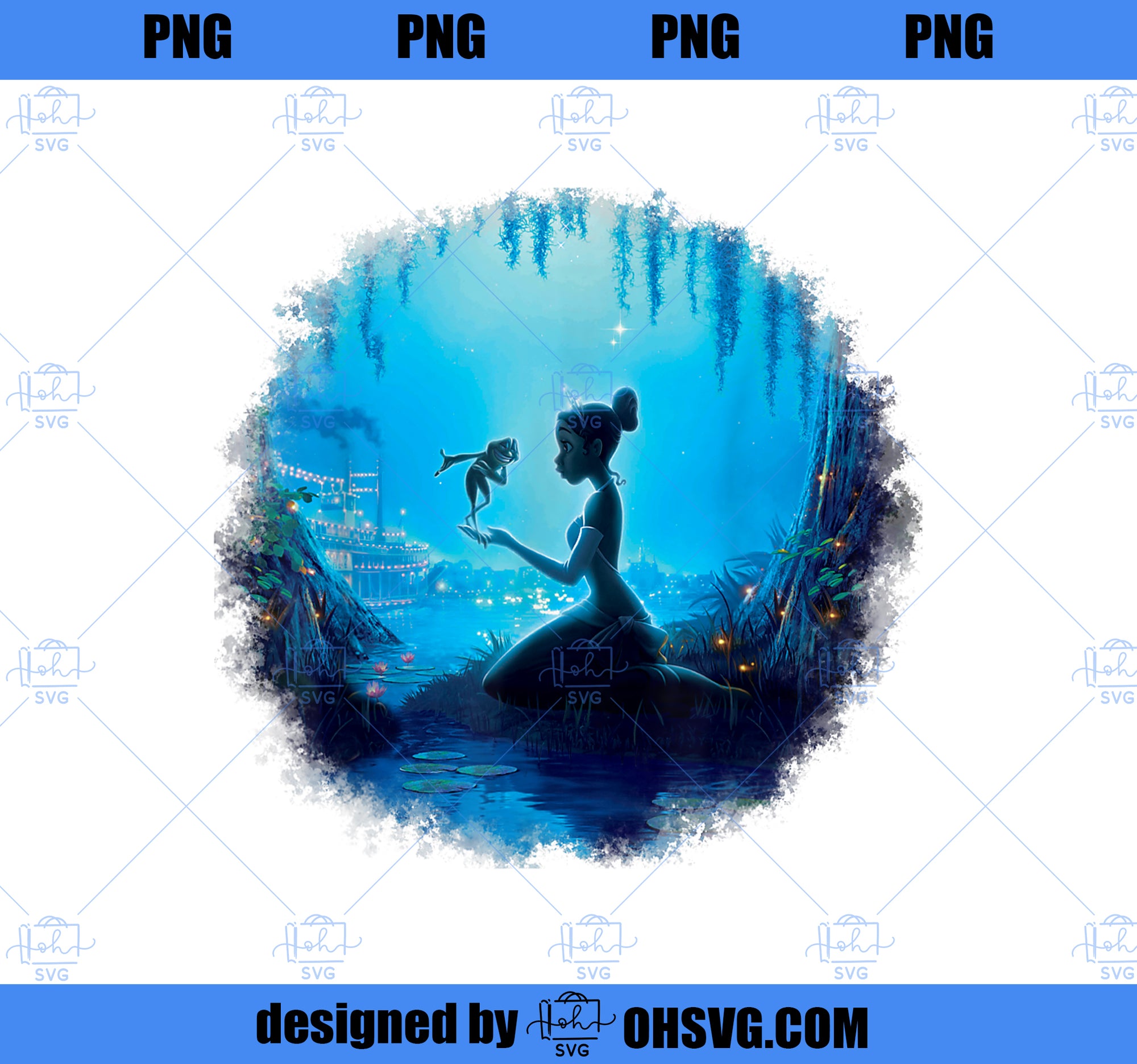 Disney Princess And The Frog Swamp Night Graphic T-Shirt PNG, Disney PNG, Princess PNG