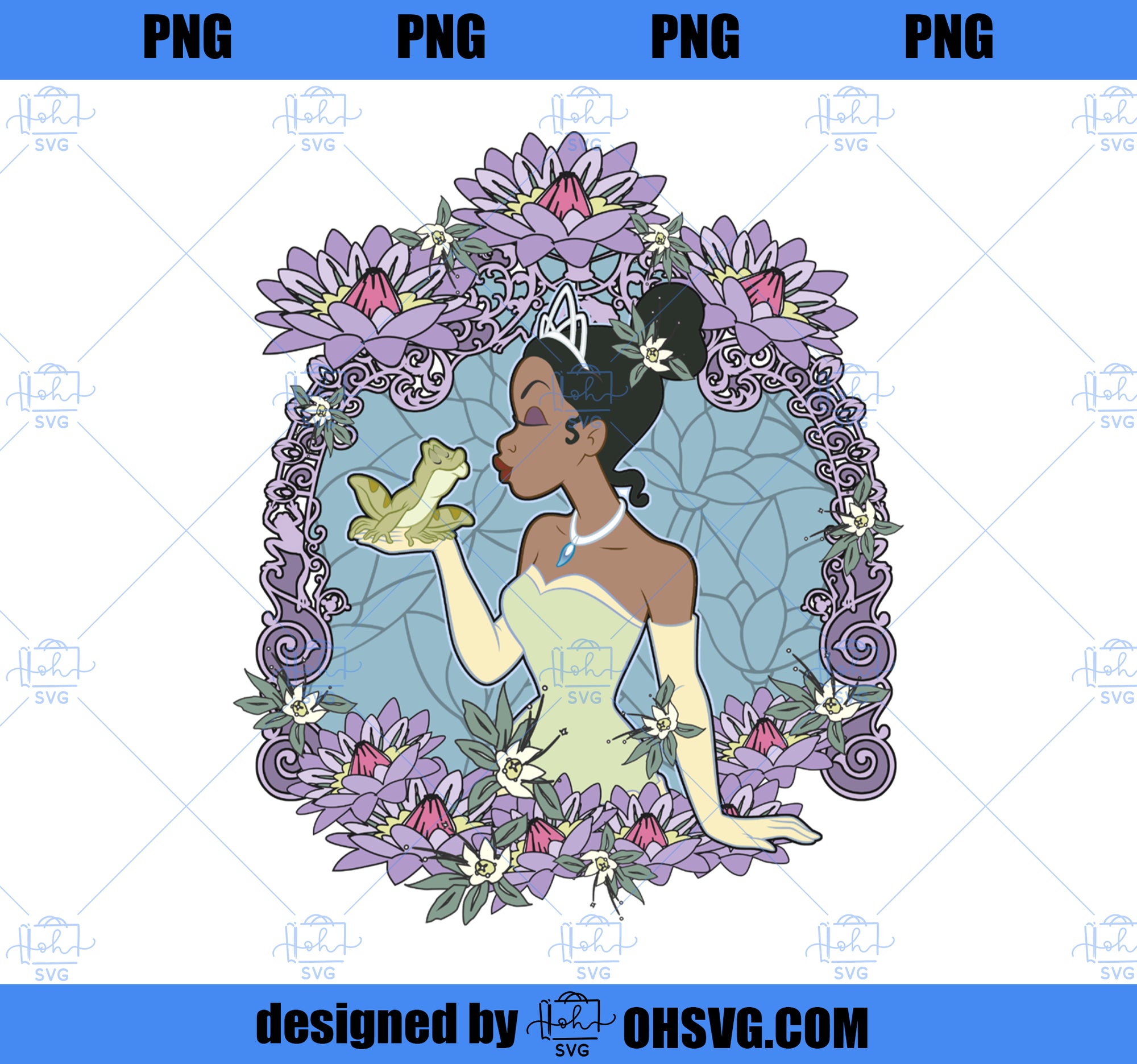 Disney Princess And The Frog Tiana & Naveen Frog Glass Long Sleeve PNG, Disney PNG, Princess PNG