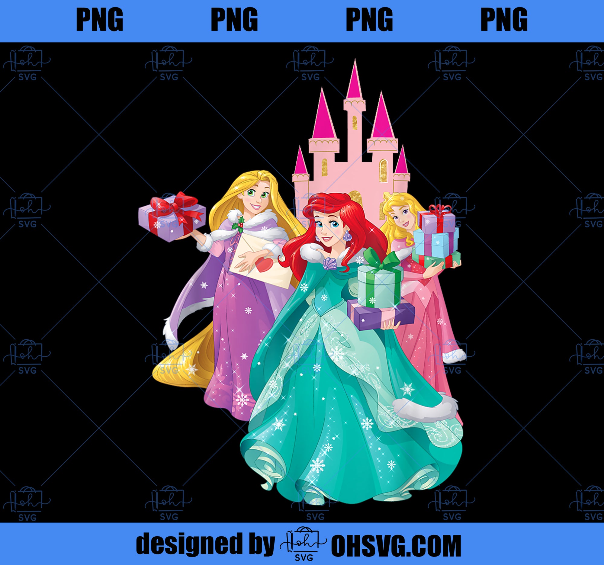 Disney Princess Ariel, Rapunzel, and Aurora Gifts T-Shirt PNG, Disney PNG, Princess PNG