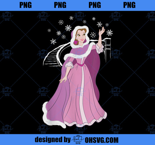 Disney Princess Belle Winter Wonderland Holiday PNG, Disney PNG, Princess PNG