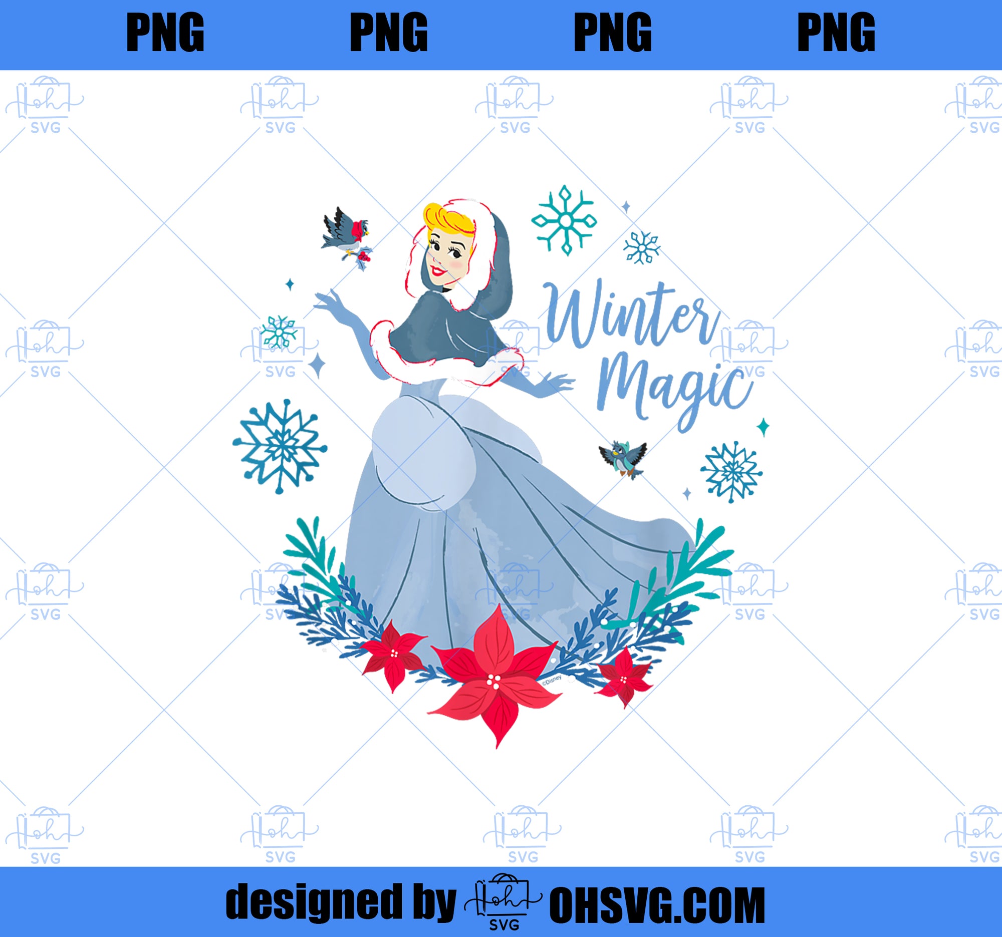 Disney Princess Cinderella Holiday Christmas Winter Magic PNG, Disney PNG, Princess PNG