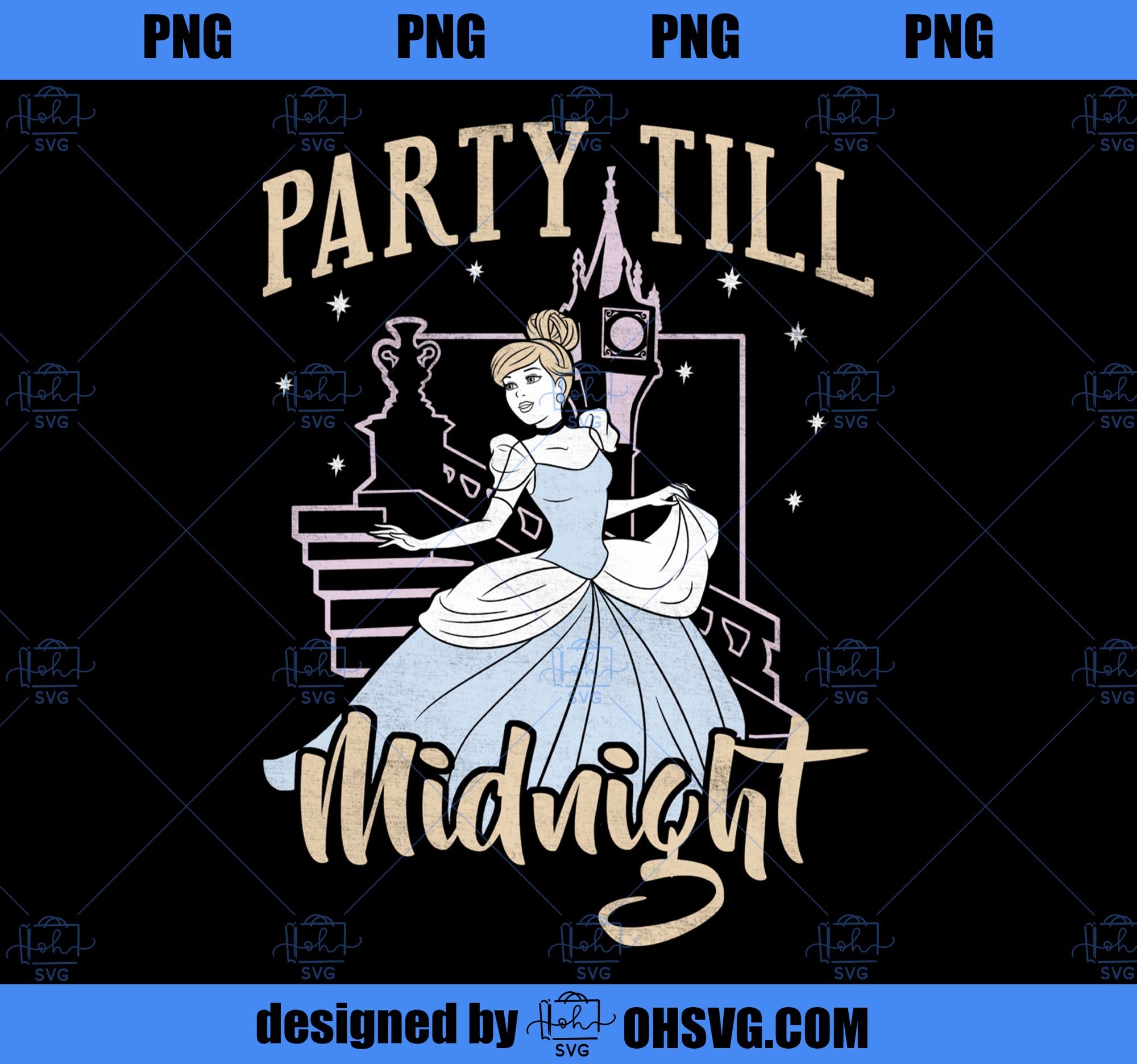 Disney Princess Cinderella Party Till Midnight Portrait Long Sleeve PNG, Disney PNG, Princess PNG