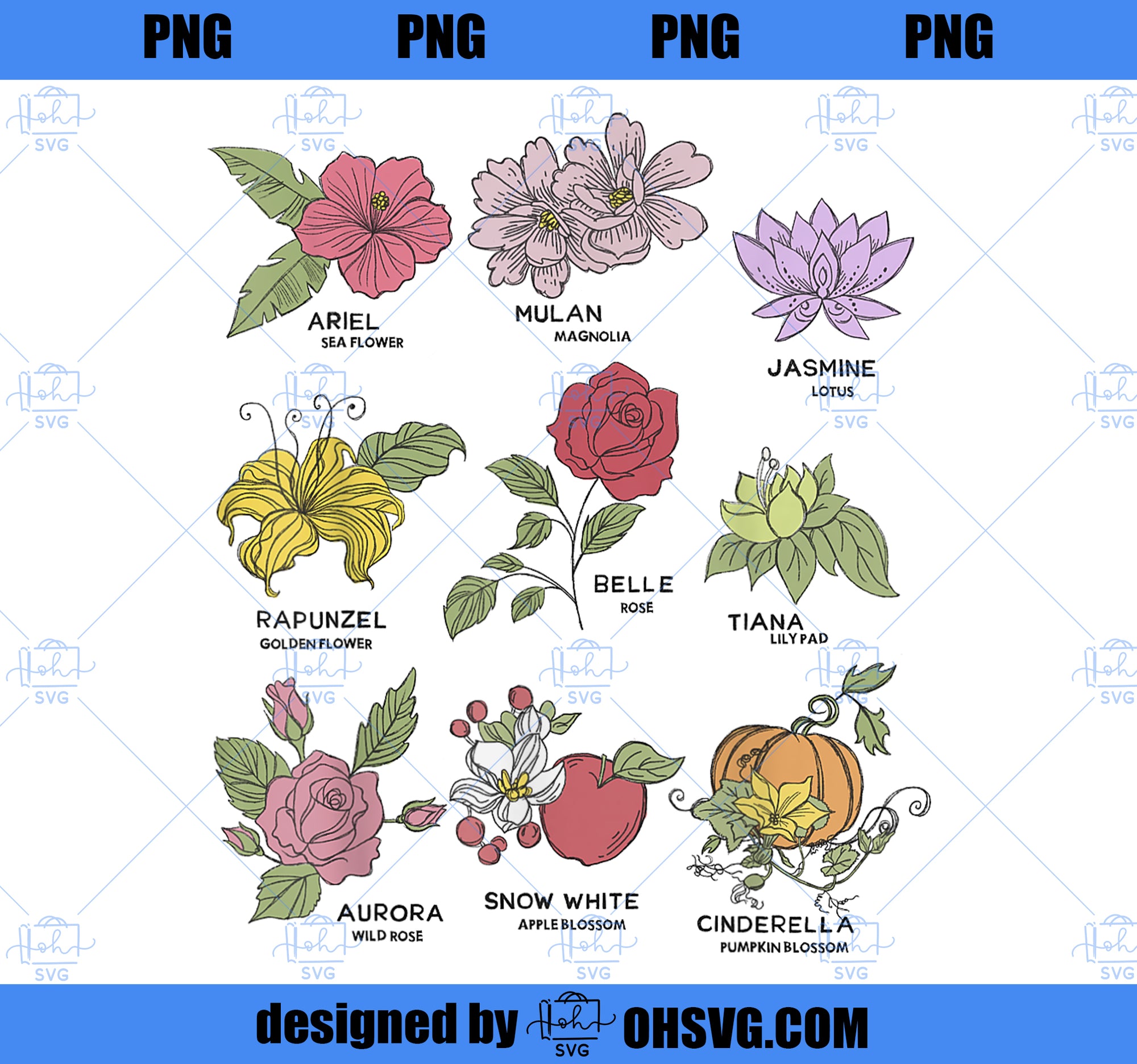 Disney Princess Flowers PNG, Disney PNG, Princess PNG