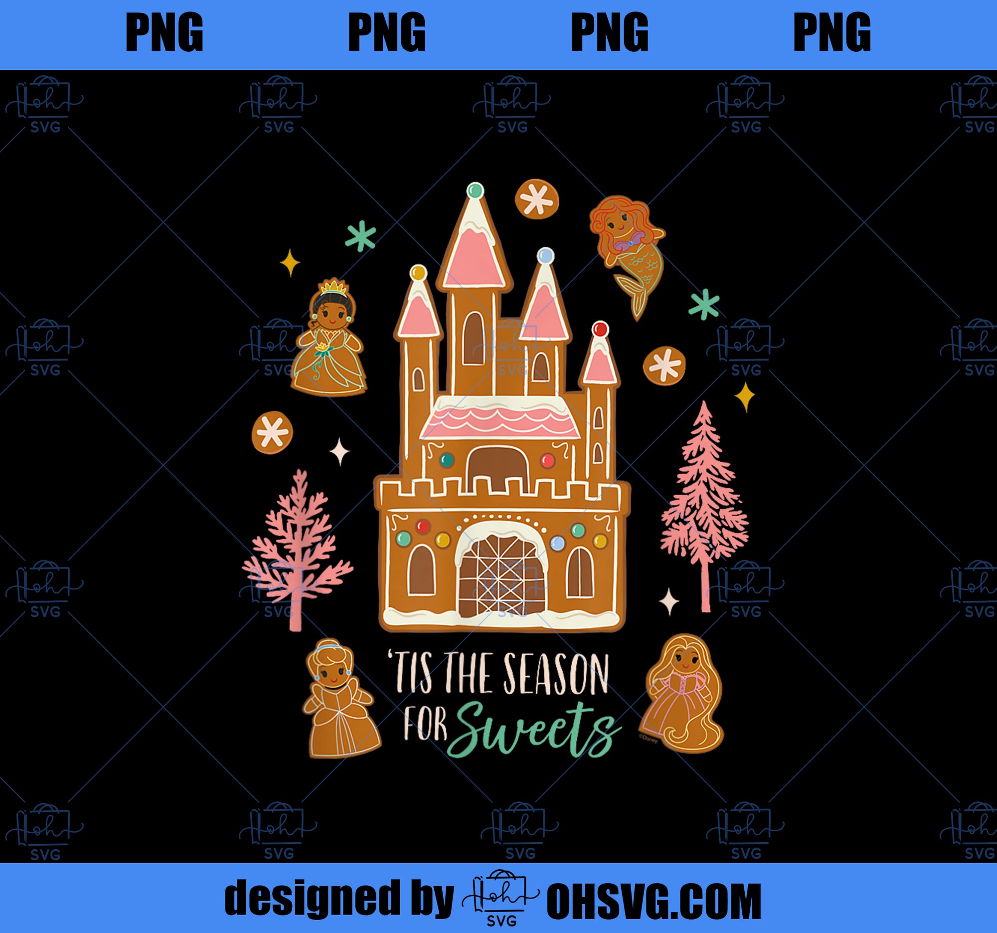 Disney Princess Holiday Gingerbread Castle Season for Sweets PNG, Disney PNG, Princess PNG