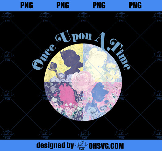 Disney Princess Once Upon A Time Floral Watercolor Profiles PNG, Disney PNG, Princess PNG