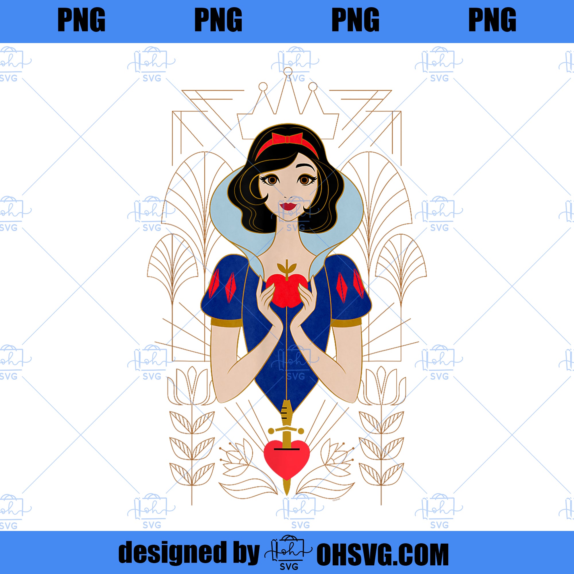 Disney Princess Snow White Modern Art Deco Style PNG, Disney PNG, Disney Princess PNG