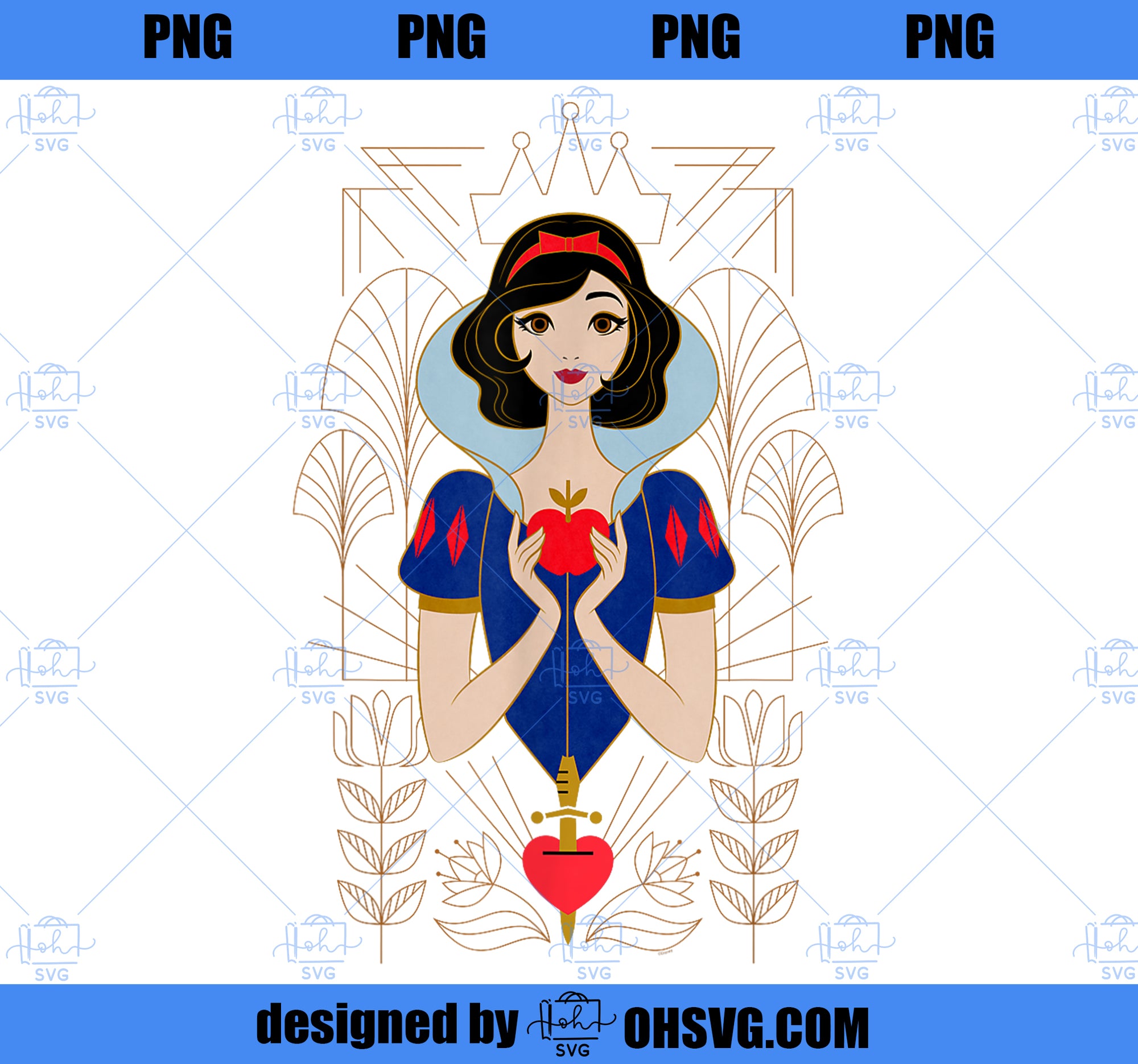 Disney Princess Snow White Modern Art Deco Style PNG, Disney PNG, Princess PNG