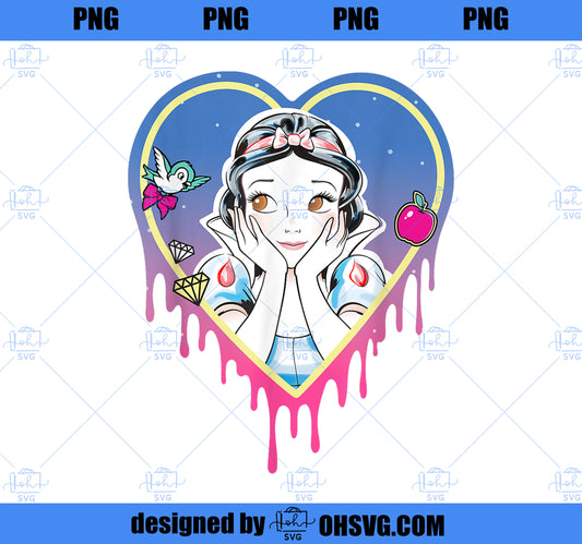 Disney Princess Snow White Pretty Heart Drips PNG, Disney PNG, Princess PNG