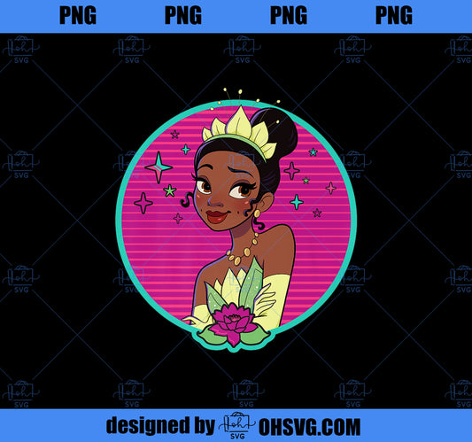 Disney Princess Tiana 80s Glamour Portrait Premium PNG, Disney PNG, Princess PNG