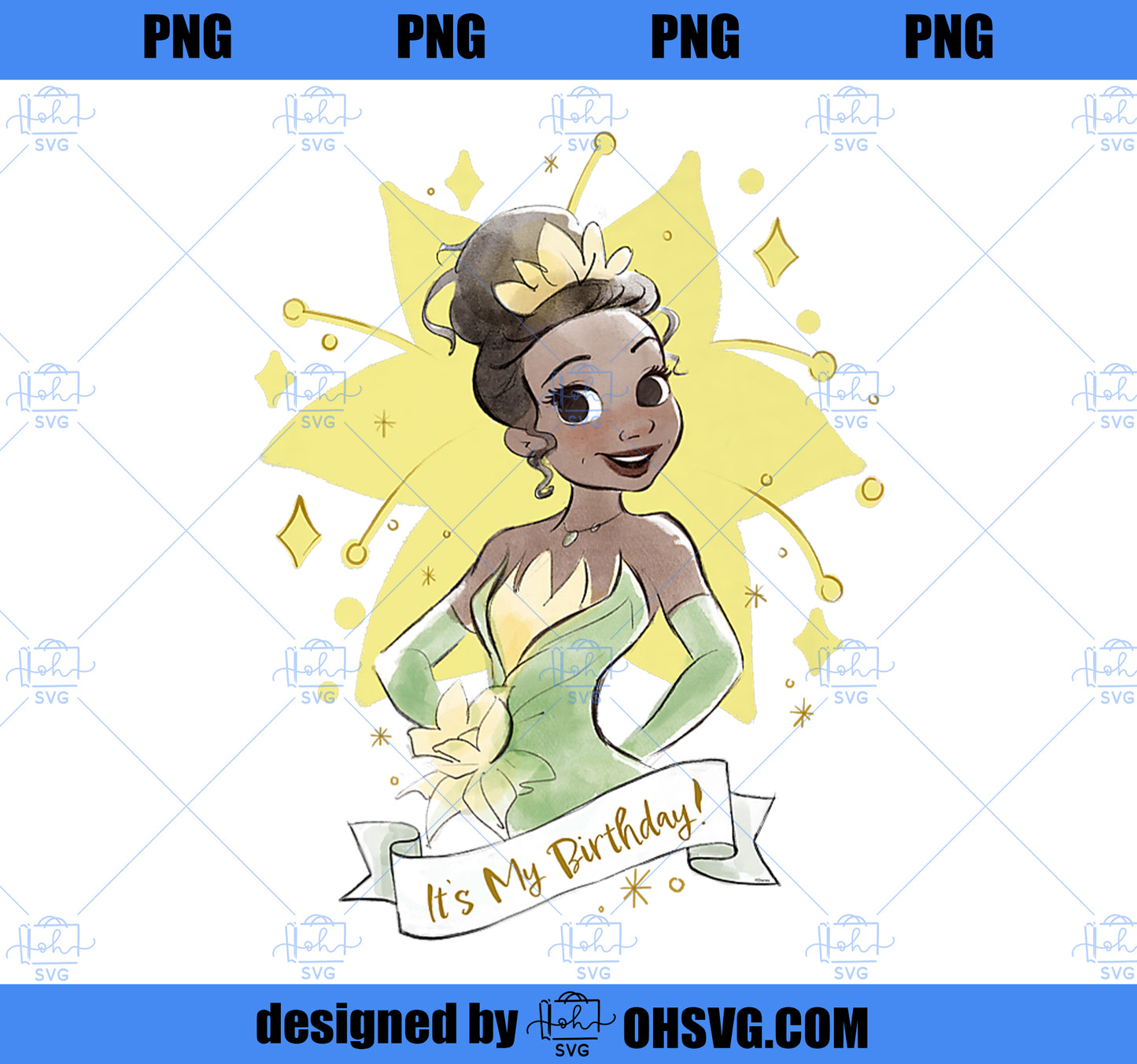 Disney Princess Tiana Itu2019s My Birthday Premium PNG, Disney PNG, Princess PNG