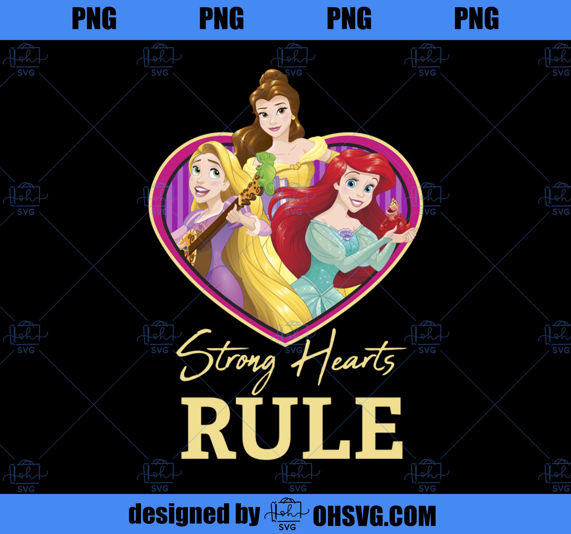 Disney Princess Trio Strong Hearts Rule Graphic Hoodie Pullover Hoodie PNG, Disney PNG, Princess PNG