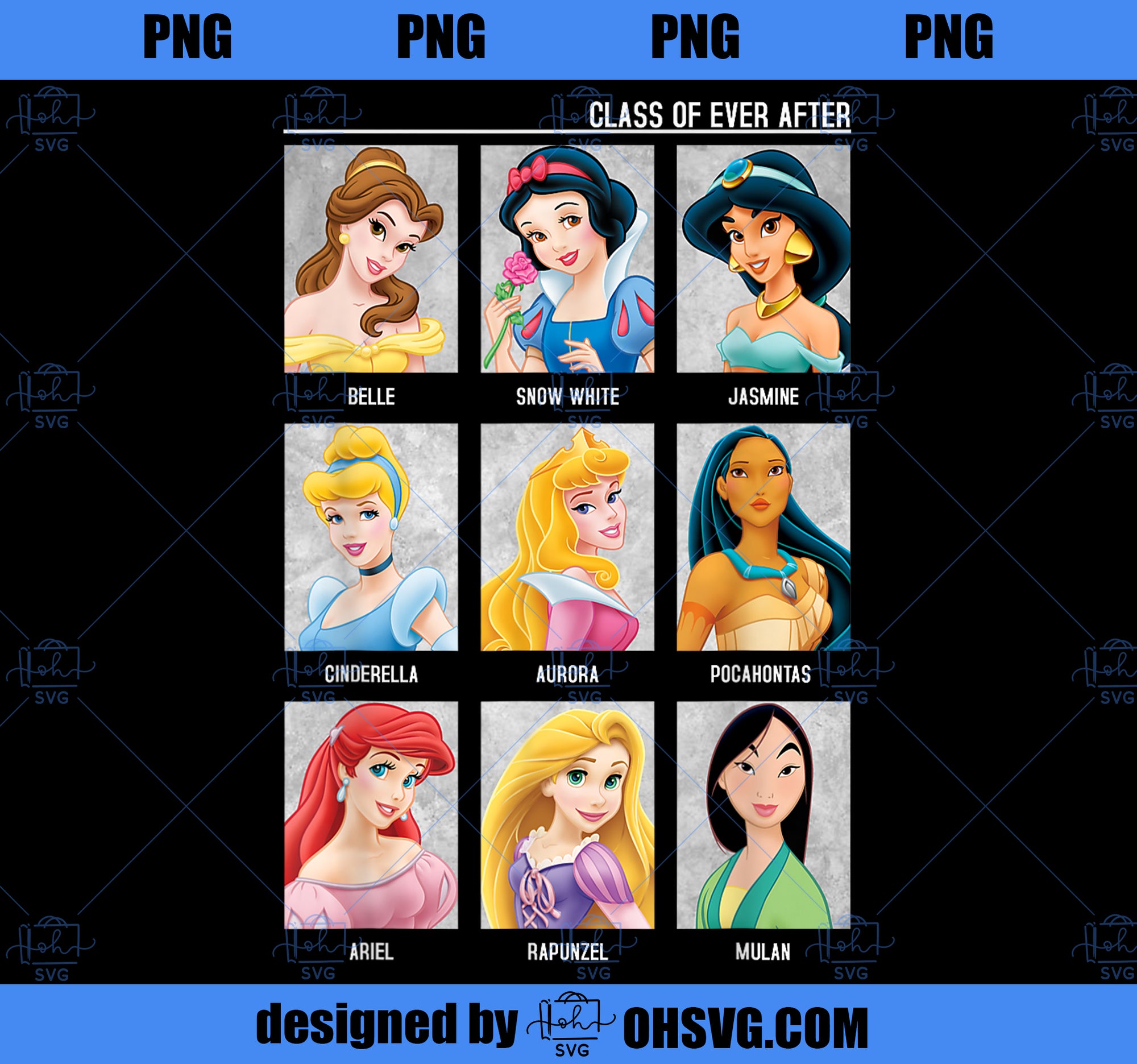 Disney Princesses Class of Ever After Color Graphic T-Shirt PNG, Disney PNG, Princess PNG