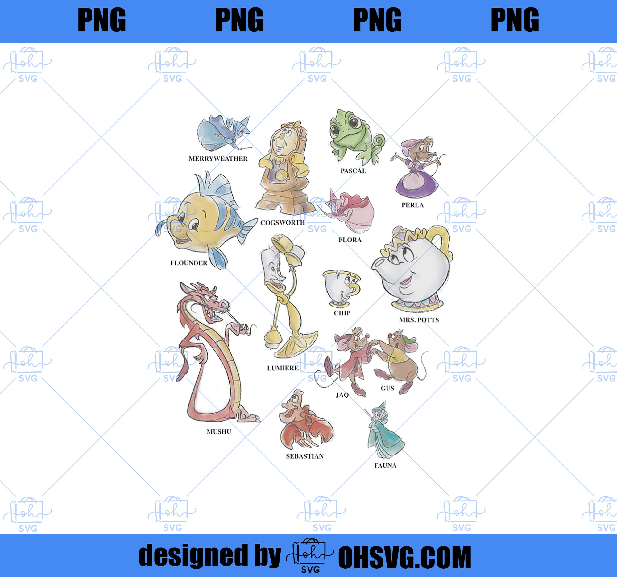 Disney Princesses Sidekick Identification Chart PNG, Disney PNG, Princess PNG