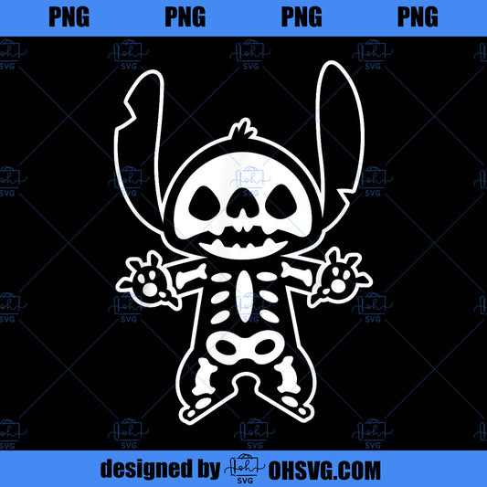 Disney Stitch Halloween Skeleton PNG, Disney PNG, Disney Stitch PNG