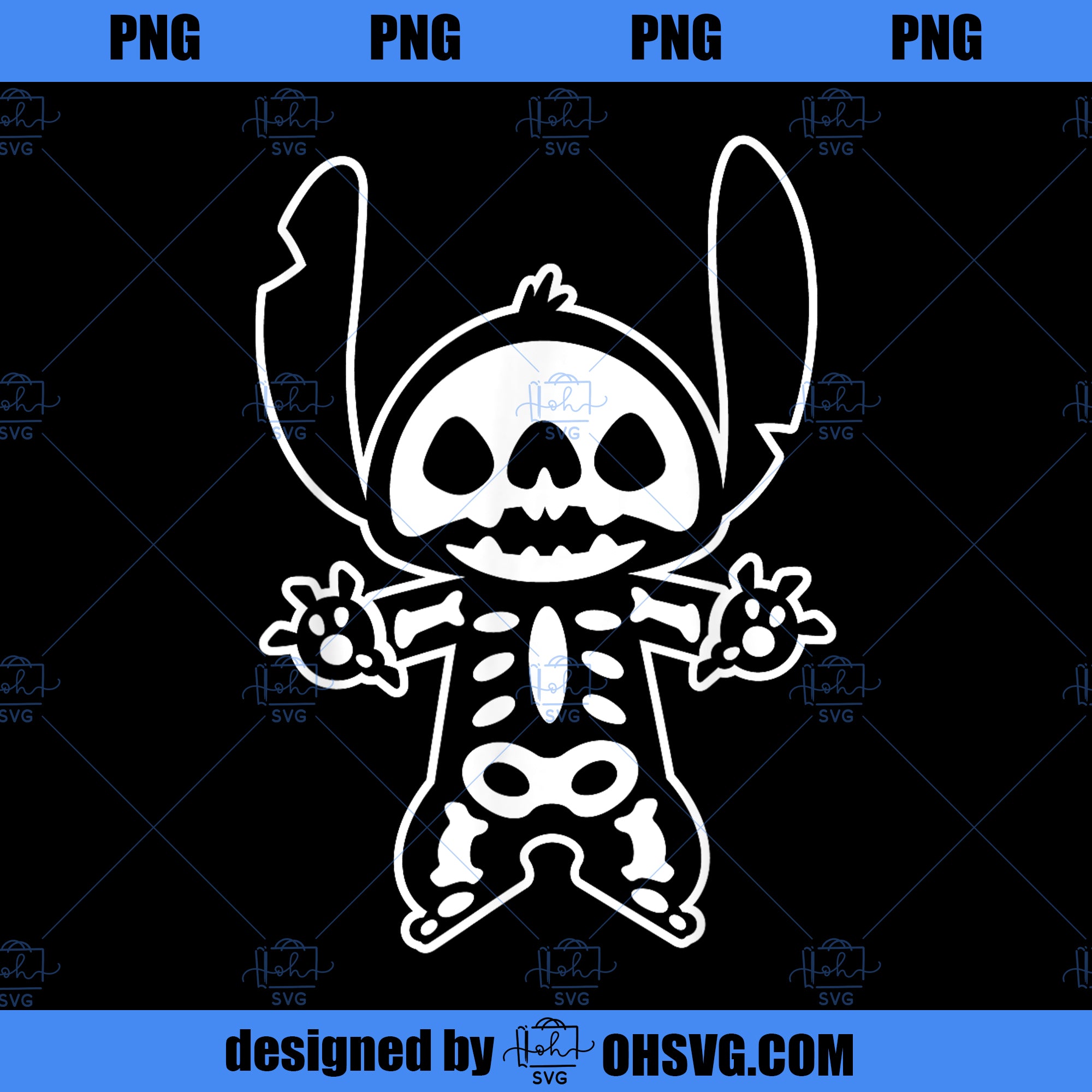 Disney Stitch Halloween Skeleton PNG, Disney PNG, Disney Stitch PNG