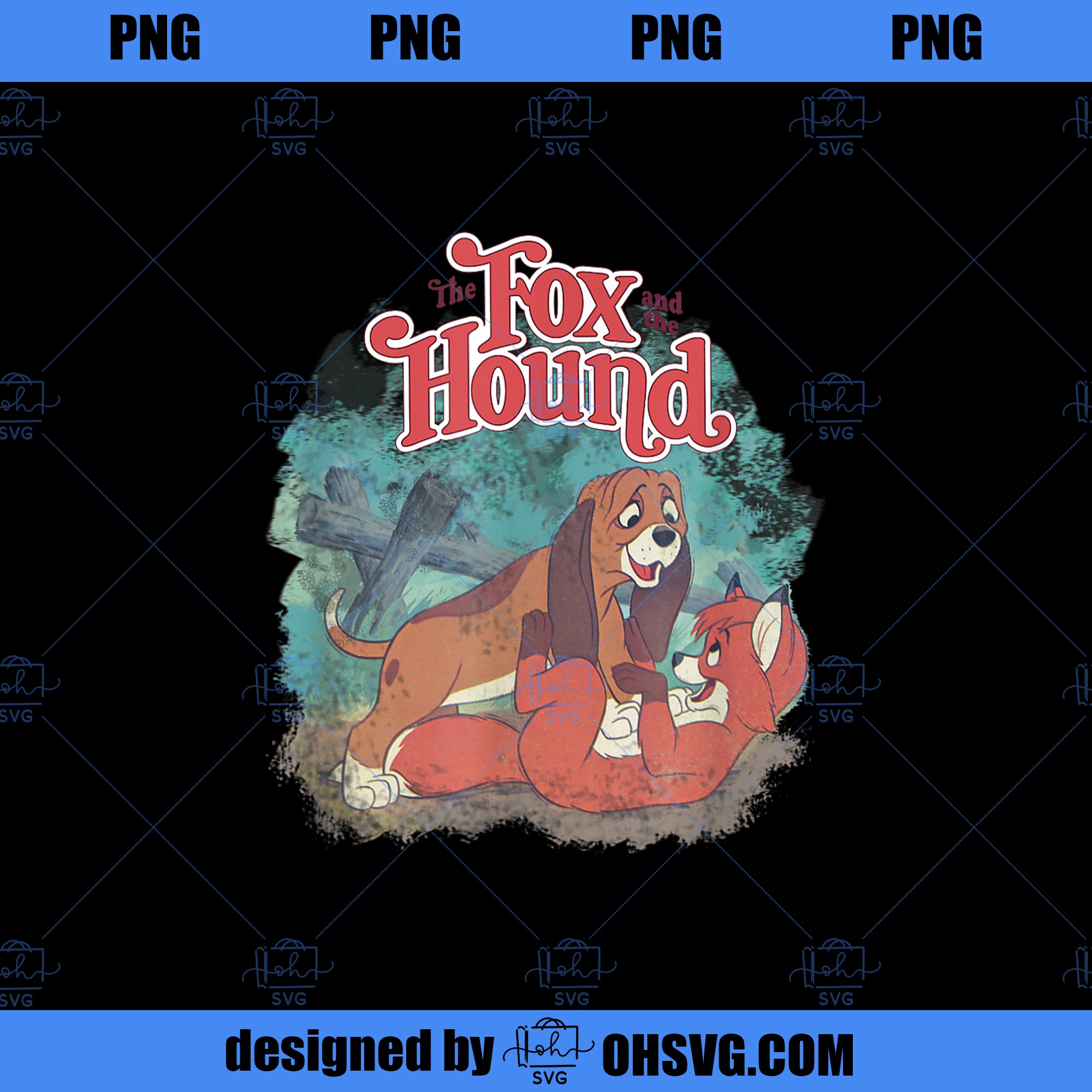 Disney The Fox and the Hound Vintage Classic Poster PNG, Disney PNG, Disney The Fox PNG