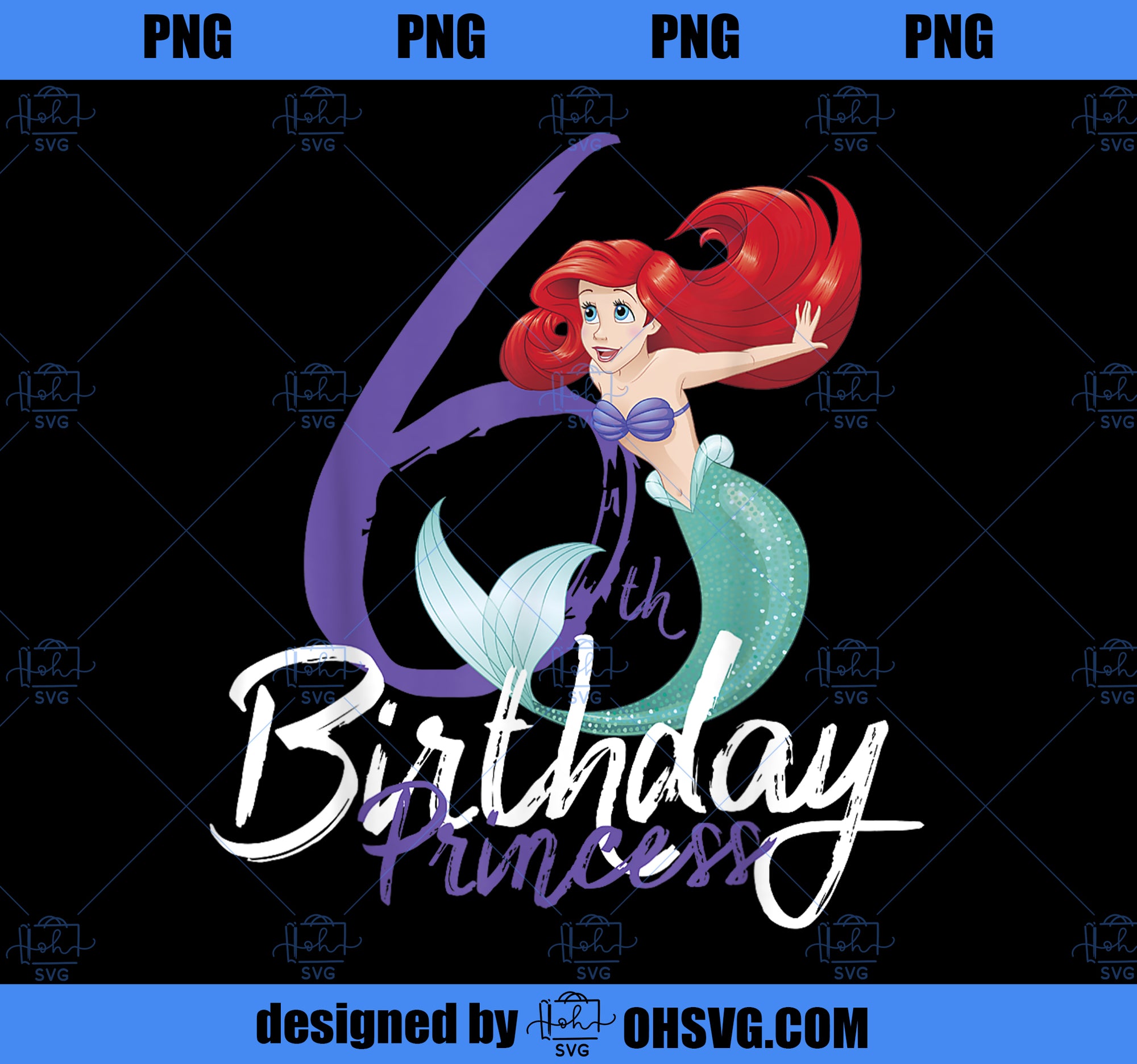 Disney The Little Mermaid Ariel 6th Birthday Princess Pose PNG, Disney PNG, Princess PNG