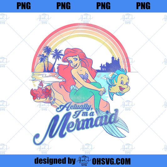 Disney The Little Mermaid Pastel Rainbow Retro PNG, Disney PNG, The Little Mermaid PNG