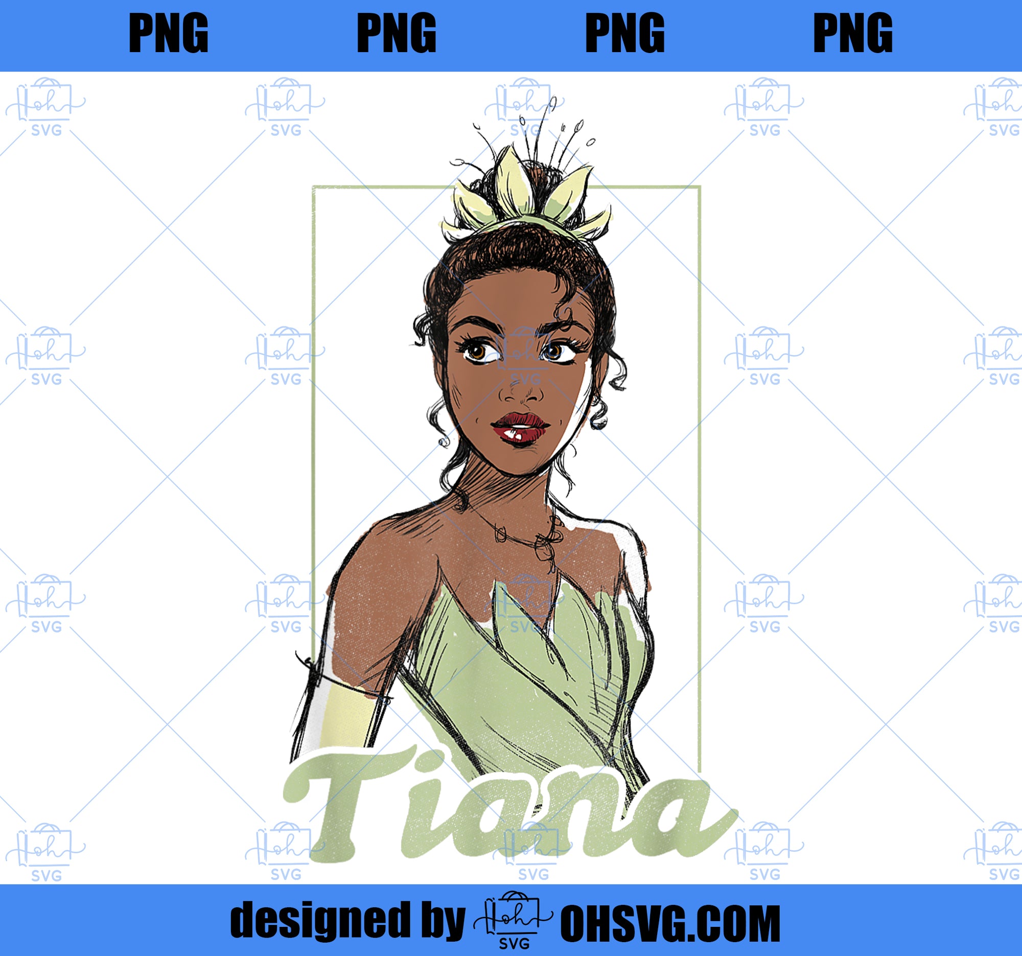 Disney The Princess And The Frog Tiana Sketch Portrait PNG, Disney PNG, Princess PNG