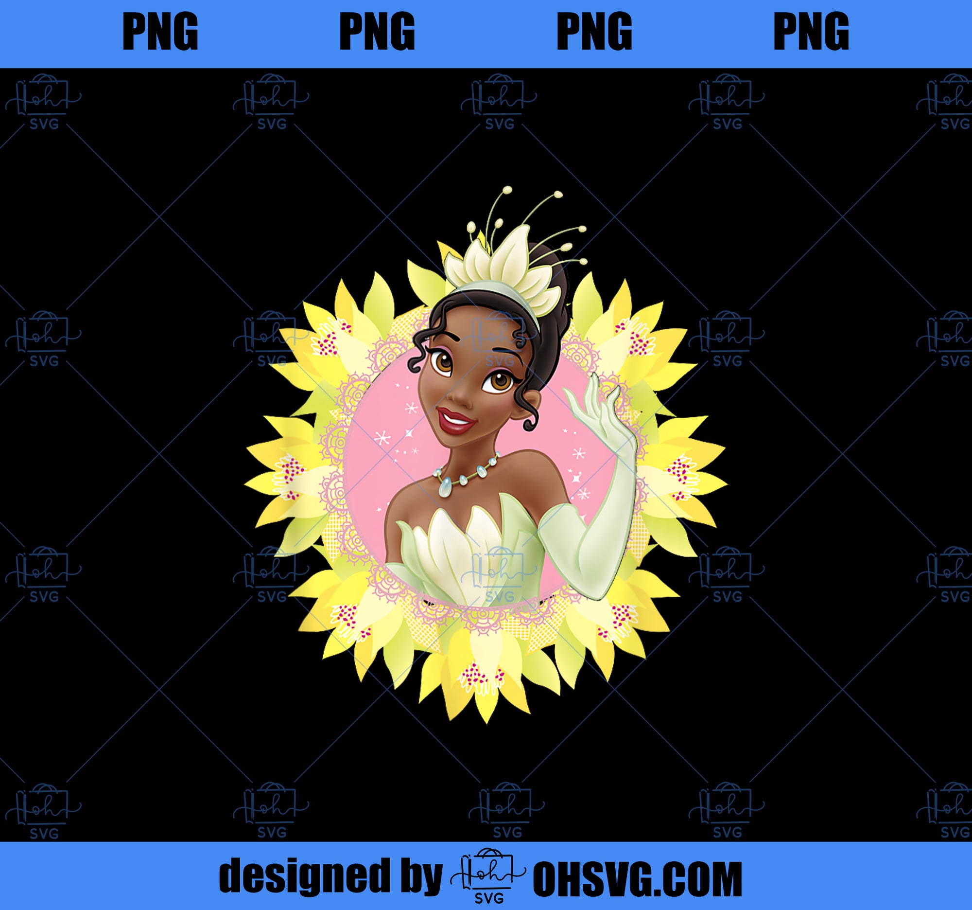 Disney The Princess And The Frog Tiana Sunflower Circle PNG, Disney PNG, Princess PNG