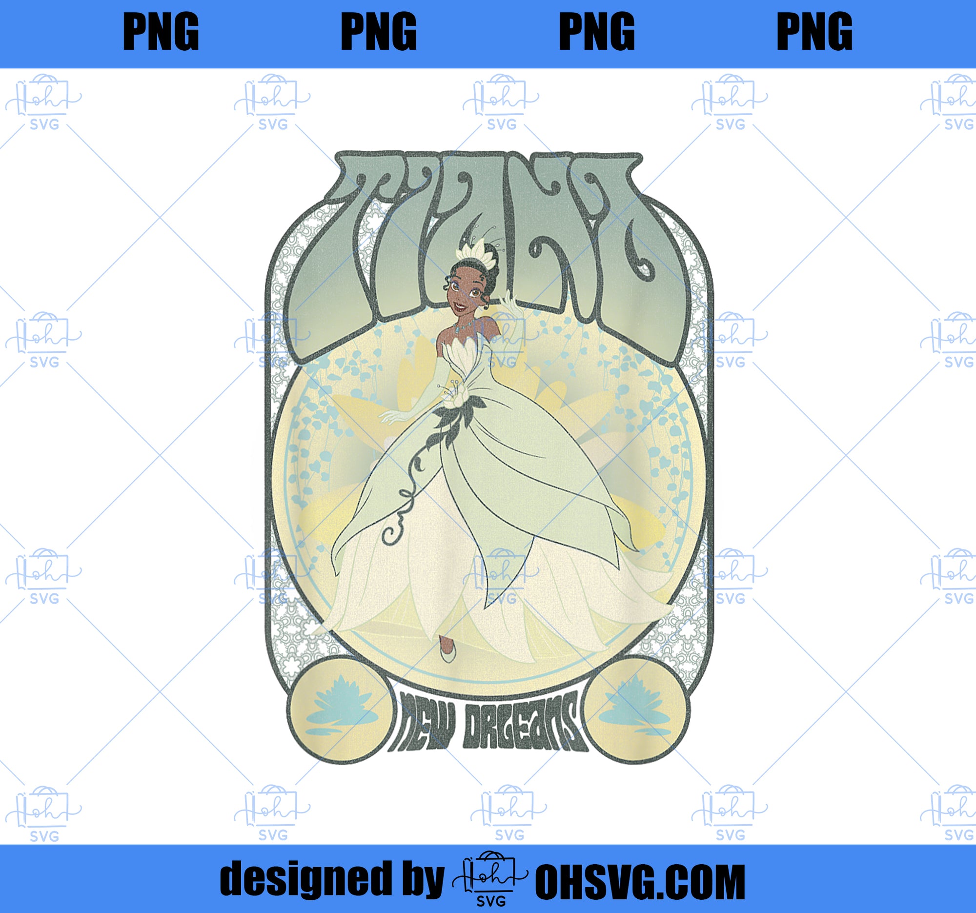 Disney The Princess & The Frog Tiana Seventies Retro Poster PNG, Disney PNG, Princess PNG