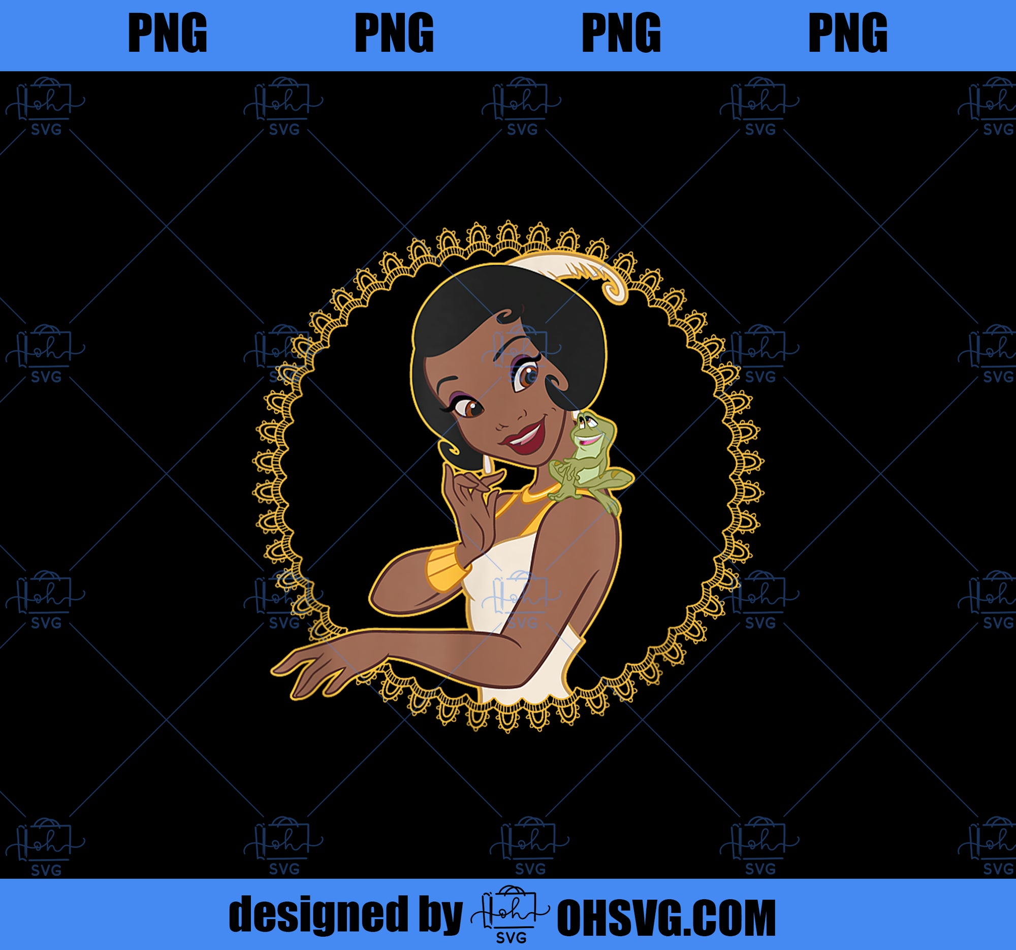 Disney The Princess and The Frog Tiana Naveen Frame PNG, Disney PNG, Princess PNG