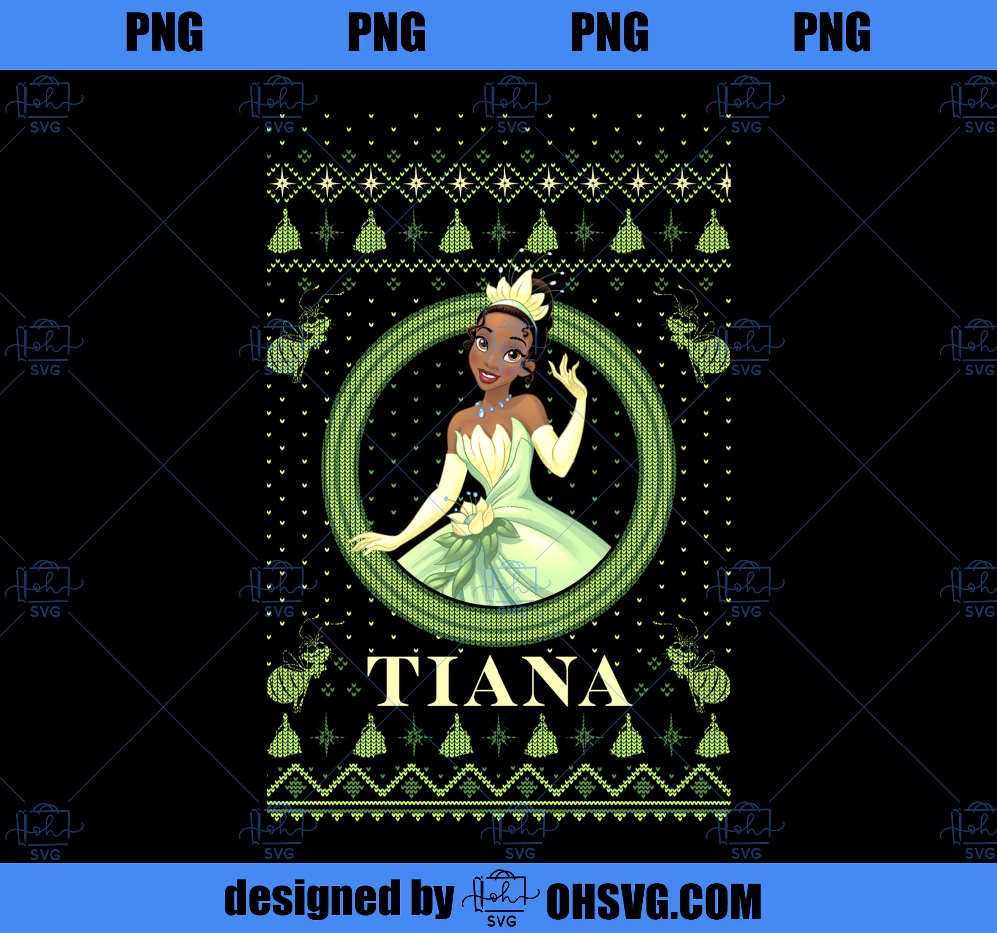 Disney The Princess and the Frog Tiana Christmas Sweater Long Sleeve PNG, Disney PNG, Princess PNG