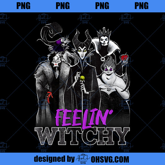 Disney Villains Halloween Feelin Witchy Group Shot PNG, Disney PNG, Disney Villains PNG