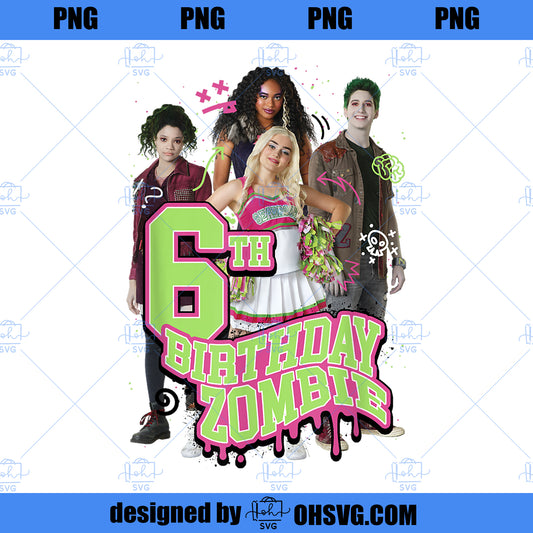 Disney Zombies 6th Birthday Zombie Group Poster PNG, Disney PNG, Disney Zombies PNG