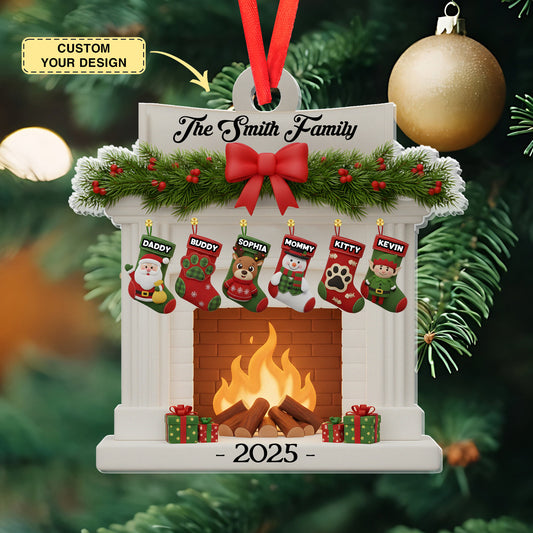 Custom Acrylic Ornament - Personalized Christmas Birthday Gifts For Mom, Dad, Brother, Sister, Kids - Christmas Glows Where Hearts Gather