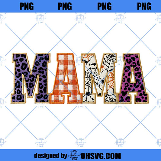 Fall Mama PNG, Halloween Patchwork Letters Clipart, Pumpkin Leopard PNG