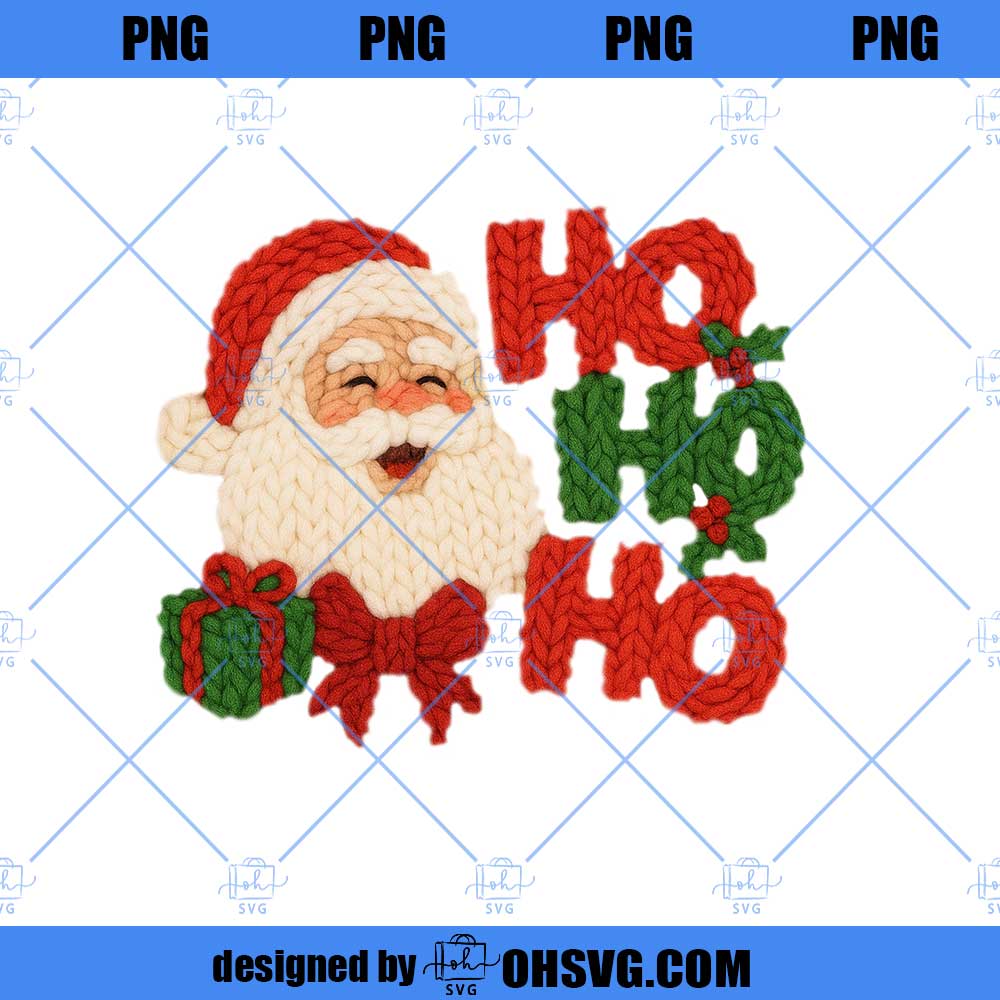 Faux Yarn Santa Claus PNG, Yarn Christmas Ho Ho Ho Png, Chunky Knit Coquette Christmas Santa PNG
