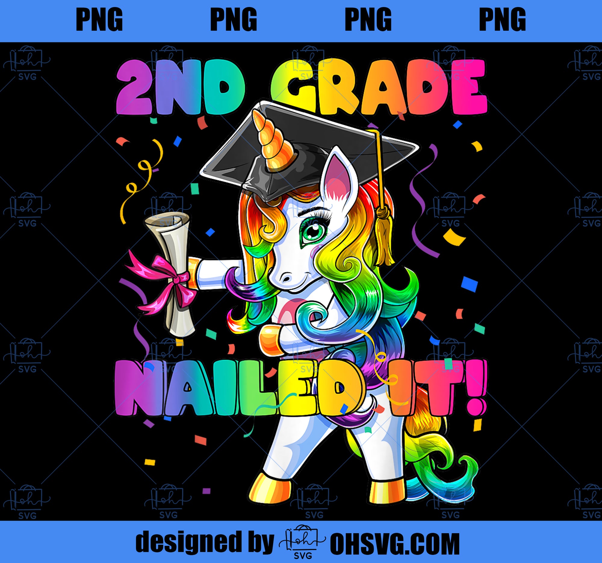 Flossing Unicorn 2nd Grade Graduation Cap Diploma Gift Girls PNG, Magic Unicorn PNG, Unicorn PNG