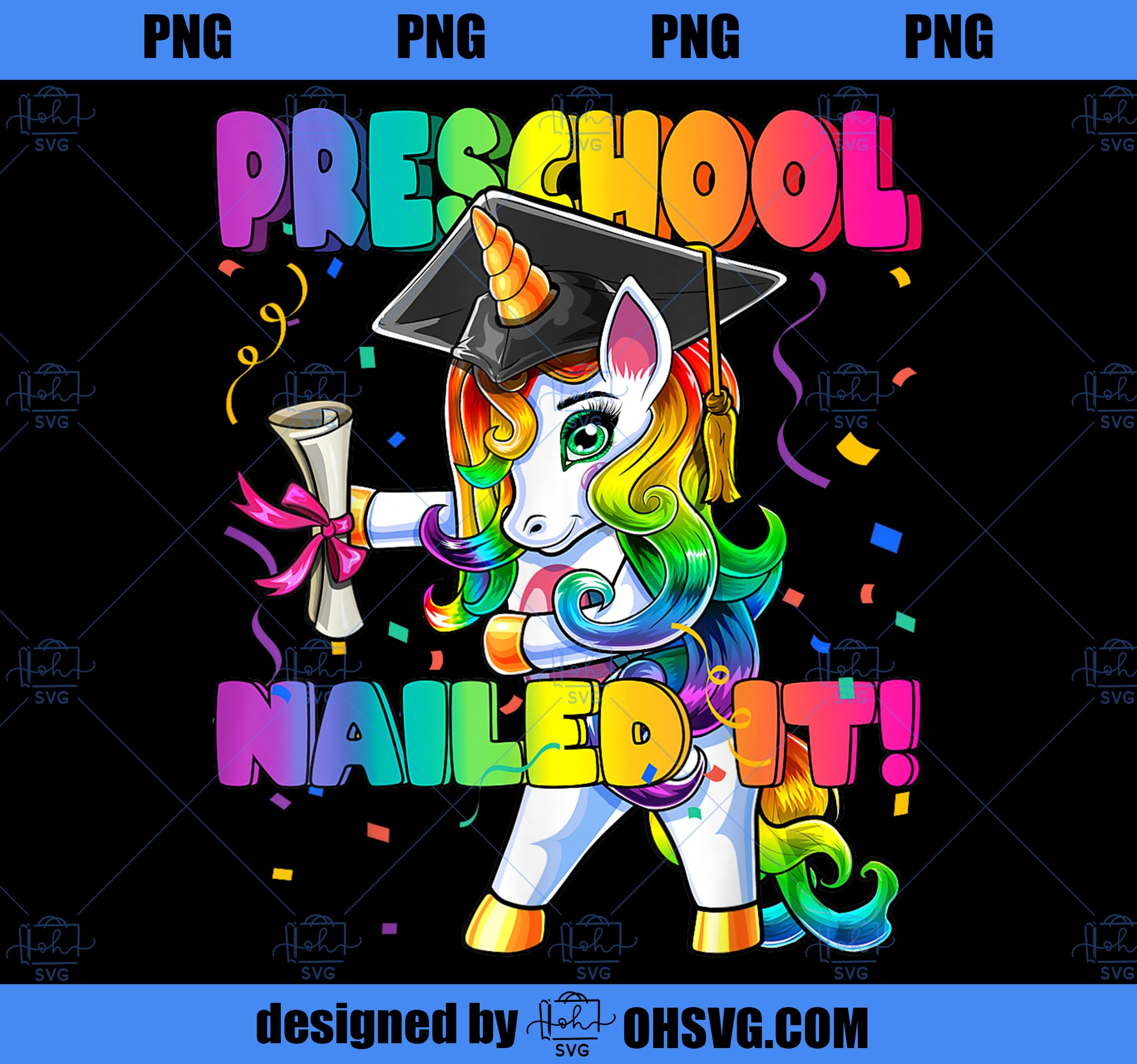 Flossing Unicorn Preschool Graduation Cap Diploma Gift Girls PNG, Magic Unicorn PNG, Unicorn PNG