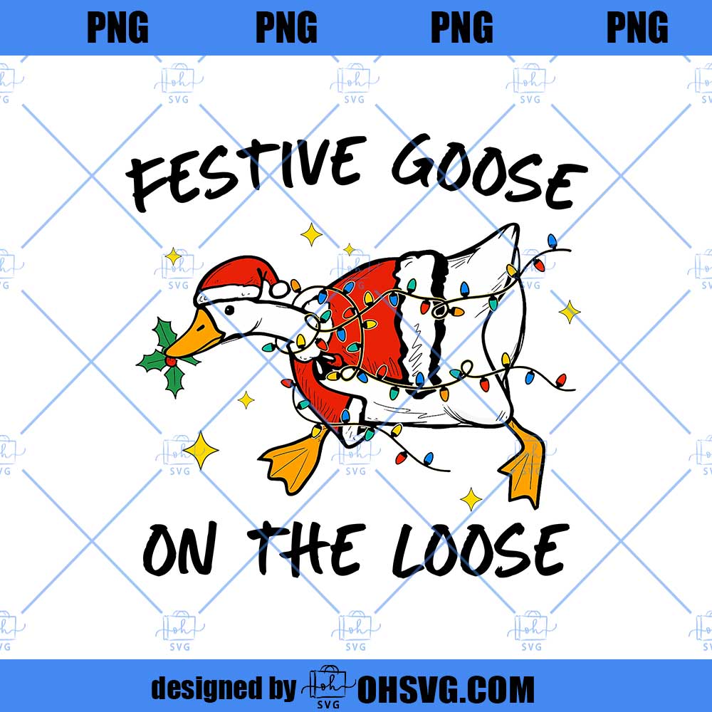 Funny Christmas Goose PNG, Festive Goose on the Loose PNG, Merry Christmas PNG, Retro Christmas png