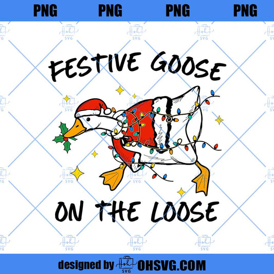 Funny Christmas Goose PNG, Festive Goose on the Loose PNG, Merry Christmas PNG, Retro Christmas png