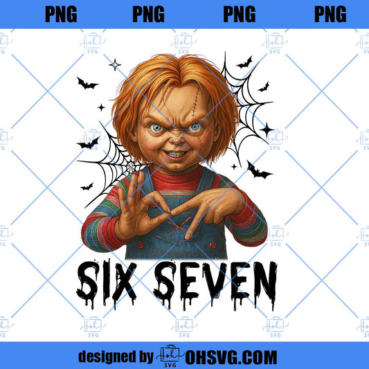 Funny Six Seven 6 7 Movie Killers Png, Six Seven Chucky Horror Movie Png, Spooky Season Png, 67 Trend Social Media
