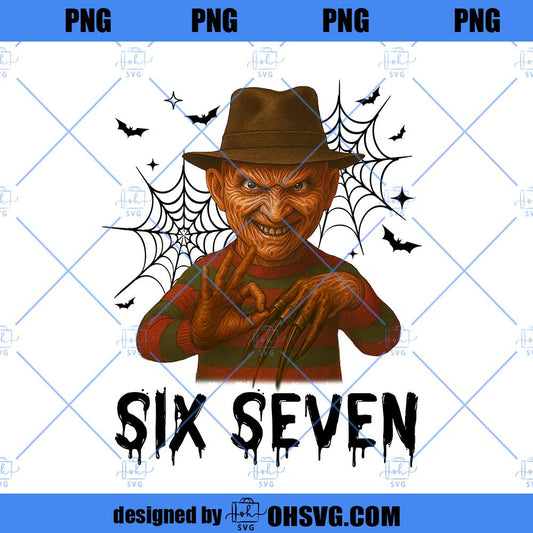 Funny Six Seven 6 7 Movie Killers Png, Six Seven Freddy Krueger Horror Movie Png, Spooky Season Png, 67 Trend Social Media
