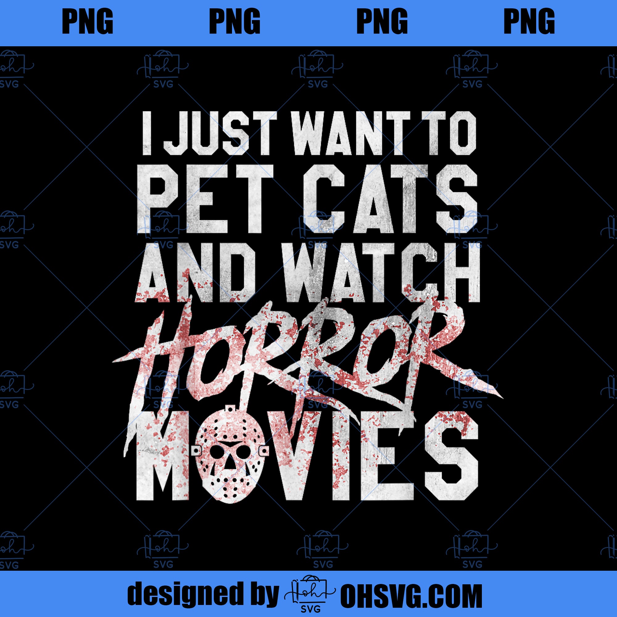 Funny Horror Movie Fan Halloween Cat Lover Gift PNG Download, Movies PNG, Funny Horror PNG