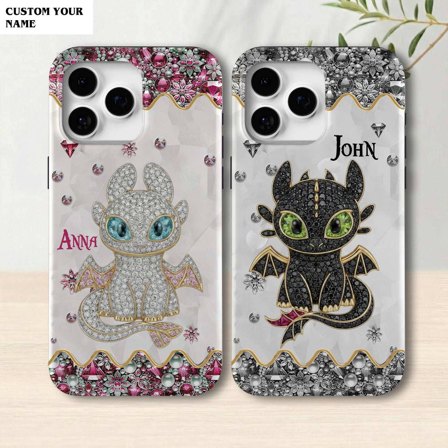 Personalized Toothless and Light Fury Phone Case