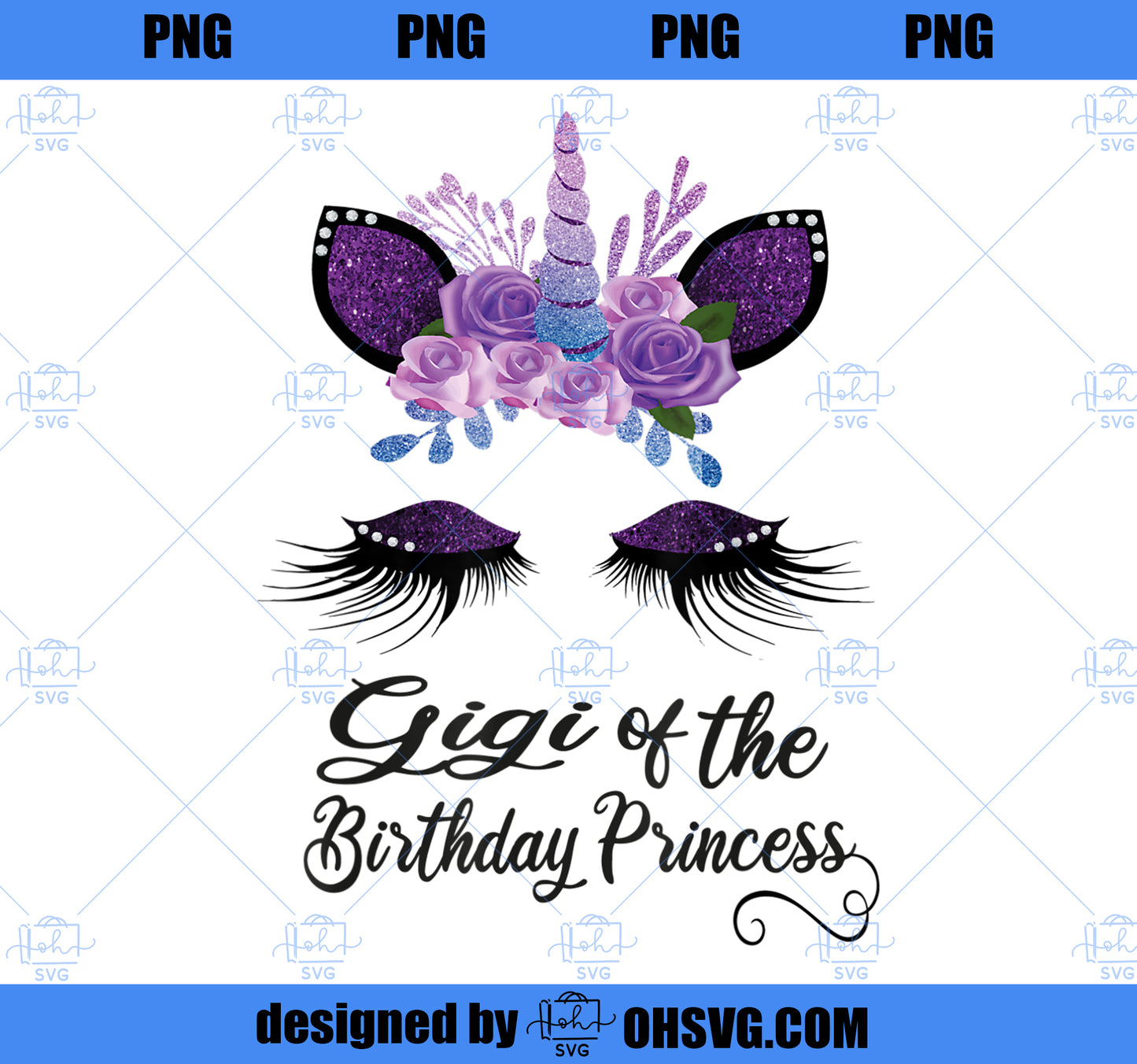 Gigi of the birthday Princess Unicorn Girl Matching Gift PNG, Magic Unicorn PNG, Unicorn PNG