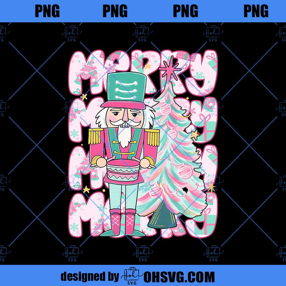 Glitter Pink Nutcrackers with Christmas Tree png, Christmas nutcracker PNG