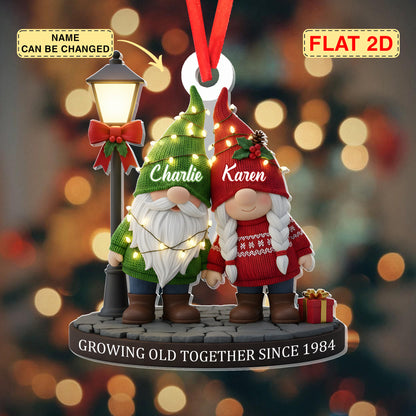 Custom Gnome Acrylic Ornament - Personalized Anniversary Christmas Wedding Gifts For Husband And Wife, Him And Her - Our Story Continues