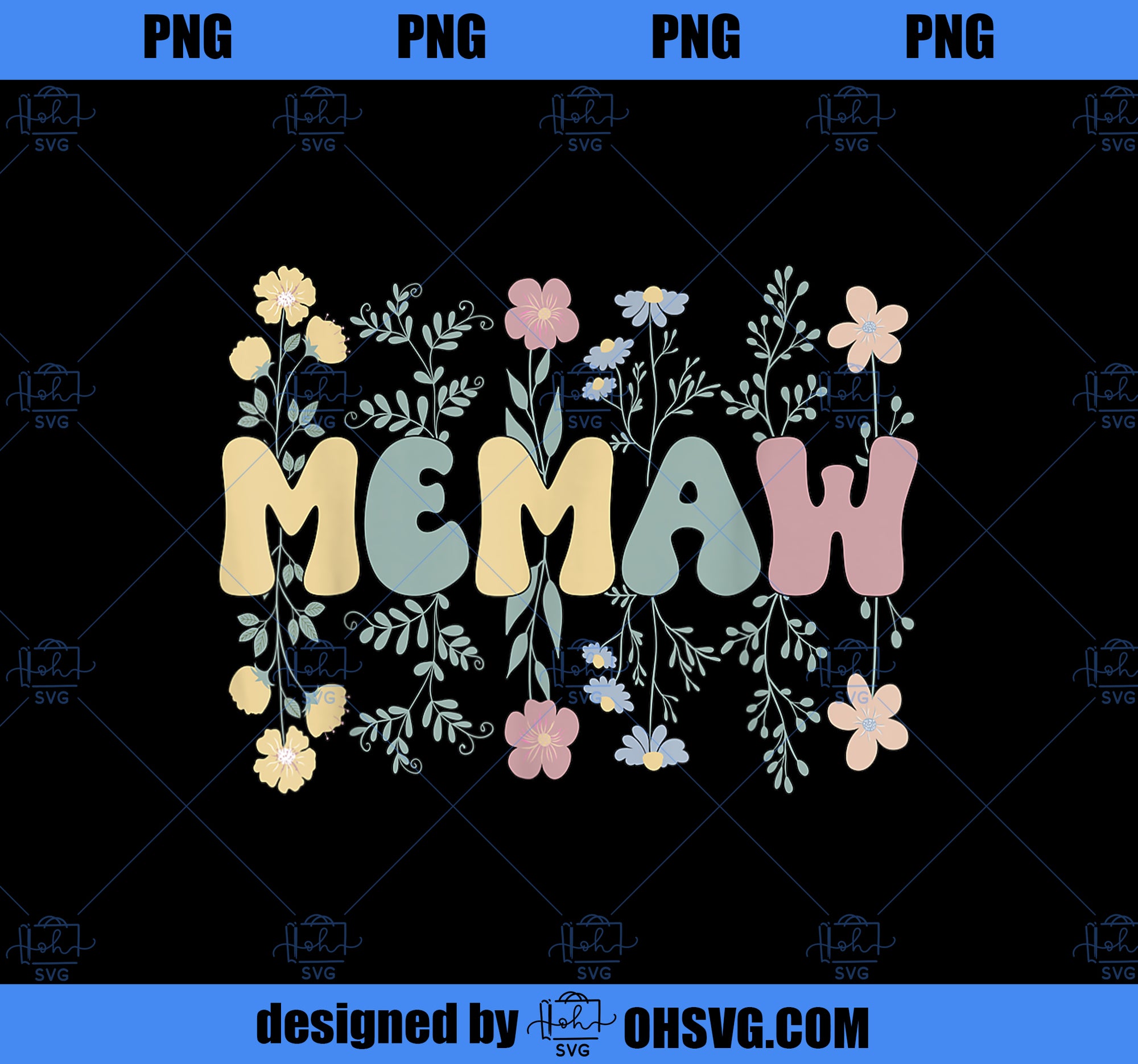 Groovy Memaw Grandmother Flowers Memaw Grandma PNG, Mom PNG, Mothers Day PNG