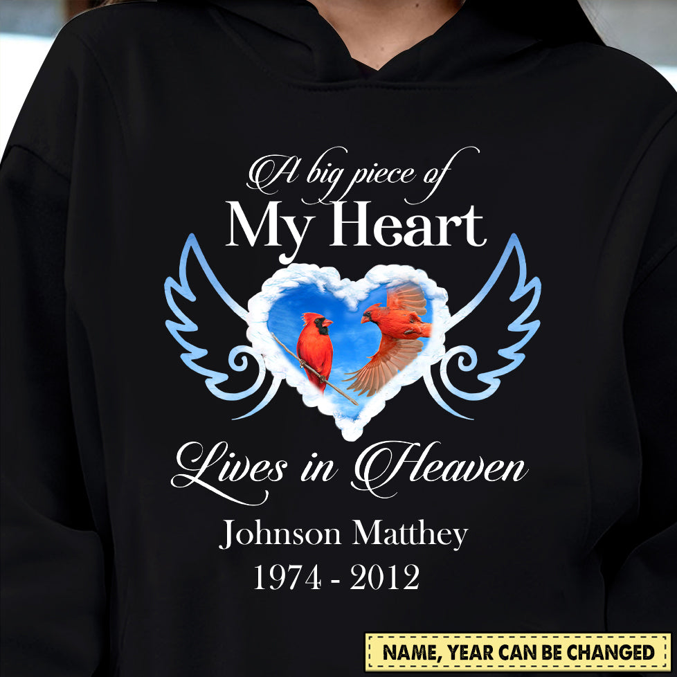 In Personalized Loving Memory A Big Piece Of My Heart Lives In Heaven T-Shirt, Memorial Heaven Gift