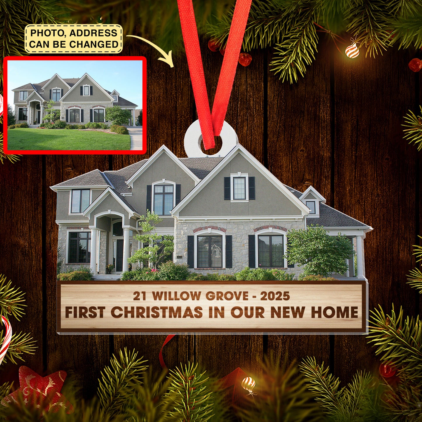 NEW! First Christmas In Our New Home Ornament 2025, Custom House Photo Address Keepsake, Personalized Gift Idea for New Homeowners