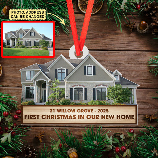 NEW! First Christmas In Our New Home Ornament 2025, Custom House Photo Address Keepsake, Personalized Gift Idea for New Homeowners