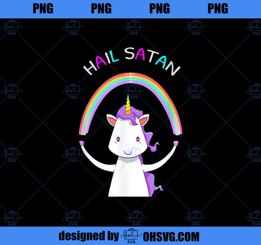 Hail Satan Funny Unicorn Death Metal PNG, Magic Unicorn PNG, Unicorn PNG